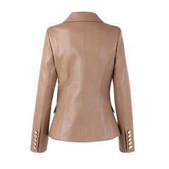 Killian Double Breasted Leather Blazer