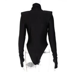 Fayvy Turtleneck Bodysuit with Padded Shoulders