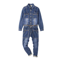 Flap pocket detachable denim overall