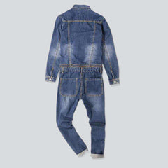 Flap pocket detachable denim overall