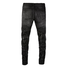 Schwarze Jeans mit Farbspritzer-Print