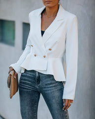 Syracuse Double Breasted Peplum Blazer - White Ins Street