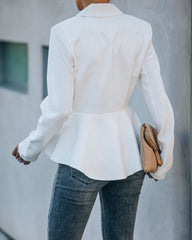 Syracuse Double Breasted Peplum Blazer - White Ins Street