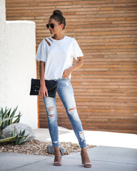 Game On Cotton Distressed Tee - White