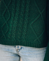 Lyla Cotton Blend Cable Knit Sweater - Hunter Green