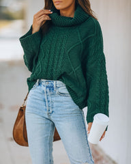 Lyla Cotton Blend Cable Knit Sweater - Hunter Green