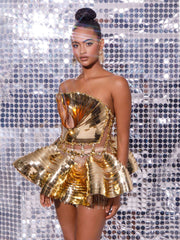 Jahdiel Strapless Crystal Fringe Mini Dress