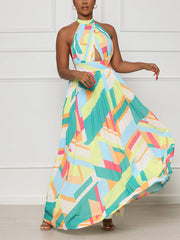 Neckholder-Maxikleid mit Plissee