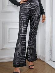 Sequined High-rise Flared Trousers