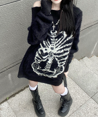 Lockerer Pullover mit Vintage-Schmetterlingsdruck