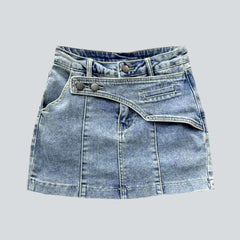 Layered closure vintage denim skirt