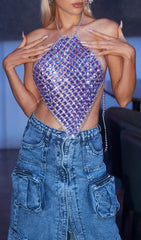 Backless Crystal Body Chain Top