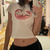 Love Bunny White Crop Top