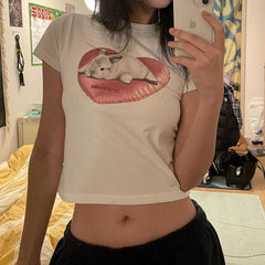 Love Bunny White Crop Top