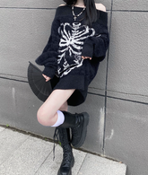 Lockerer Pullover mit Vintage-Schmetterlingsdruck