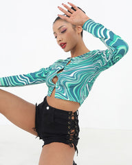 Mini-Shorts aus Denim mit Schnürung