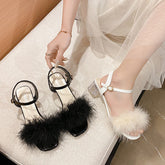 Glam It Up Marabou Block Heels
