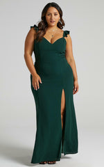 More Than This Ruffle Strap Maxi Dress - Green