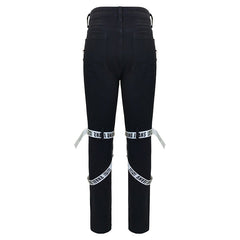 Black men jeans with straps