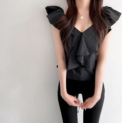 Aleah Printed Ruffle Babydoll Blouse - FINAL SALE