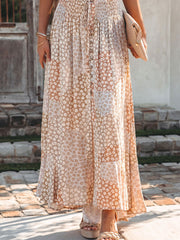 Deluca Patchwork Button Down Maxi Skirt - Sand PROM-001