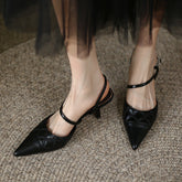 Cori Crocodile Embossed Leather Slingback Sculptural Heels NEW GEW