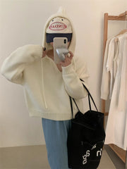 Neuer Vintage-Langarm-Kapuzen-Strickpullover