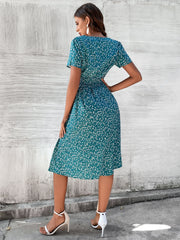 V-neck Short-sleeved Printed Dress
