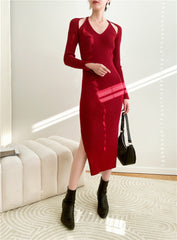 Midi-Bandagekleid mit V-Ausschnitt und Cut-outs