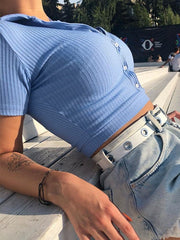 Short Sleeve Top Sports Casual Cropped Navel Short Sleeve