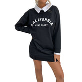 Loose sweatshirt with removable collar