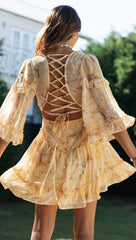 Papaya Printed Smocked Ruffle Dress Ins Street