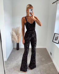 Event Ready Sequin Halter Jumpsuit Ins Street