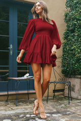 Zyna Satin-Kleid mit Raffung - Ziegelrot