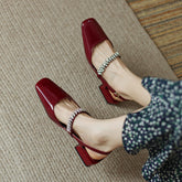 Dalila Square Toe Slingback Flats with Rhinestones NEW GEW