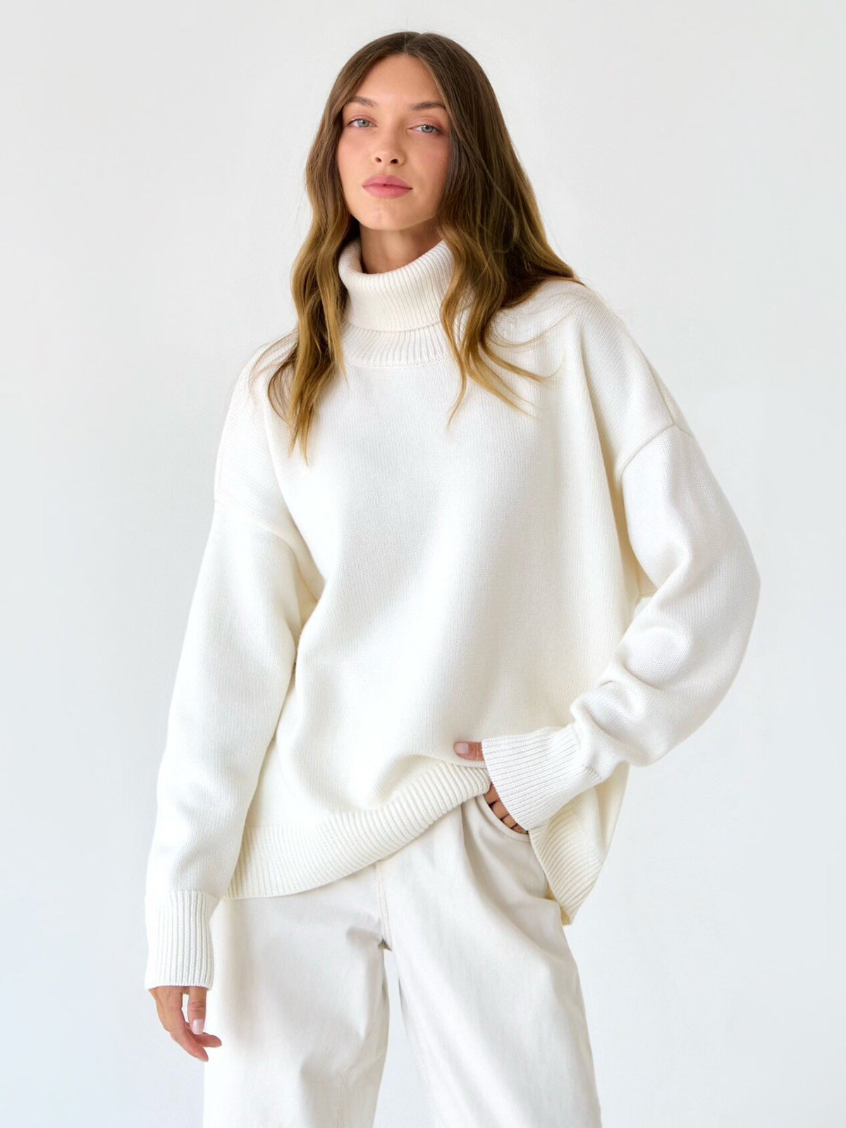 Amsterdam Mock Neck Sweater - Cream - FINAL SALE FATE-001