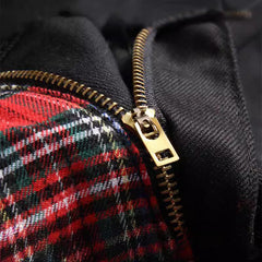 Red checkered patch men jeans