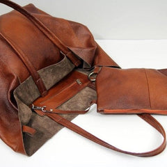 Tragbare Tragetasche aus weichem Leder mit großem Fassungsvermögen und einer Schulter