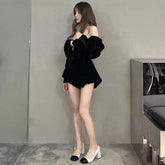 VELVET BLOOMERS JUMPSUIT