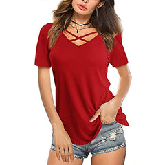 Flared Sleeve Design V-Neck Women's T-Shirt