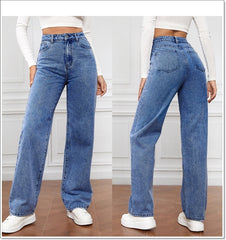 High-Rise-Baggy-Jeans mit weitem Bein