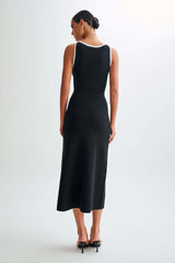 Elaine – Geripptes Midikleid mit Knopfleiste und Bindeband