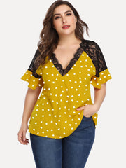 Short Sleeve T-Shirt Dot Hollow Sleeve Casual