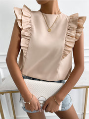 Round Neck Sleeveless Solid Color Tank Top T-Shirt Women's Top