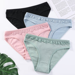 4er-Pack Höschen-Sets mit geripptem Spitzenbesatz