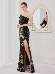 Langes Party-Abendkleid mit Pailletten