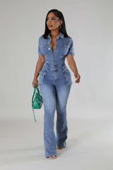Easy Rider Pocketed Denim Jumpsuit Ins Street