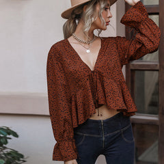 Marsha Leopard Drape Blouse Ins Street
