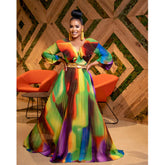 Patchwork-Maxikleider mit langen Ärmeln in Übergröße