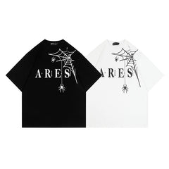 Men's Black Rhinestone Cobweb Short Sleeve Tee